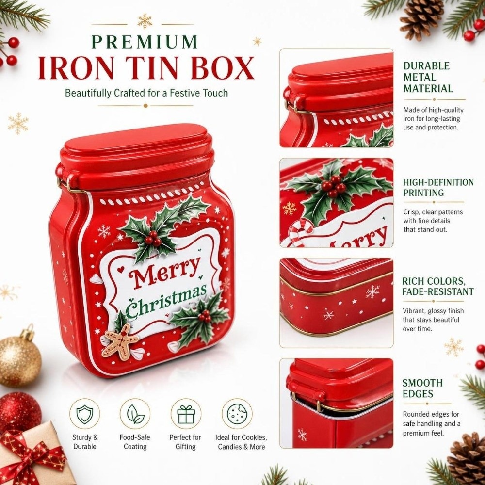 Caixa de Natal Metálica Portát - Tin Container Lid avaliação e preço